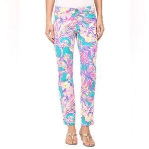 Lilly Pulitzer Kelly Skinny Ankle Pants Women Size 8 Agate Green Safari Sighted